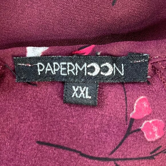 Papermoon Blouse Shirt Womens XXL Burgundy Floral Print - Picture 7 of 9